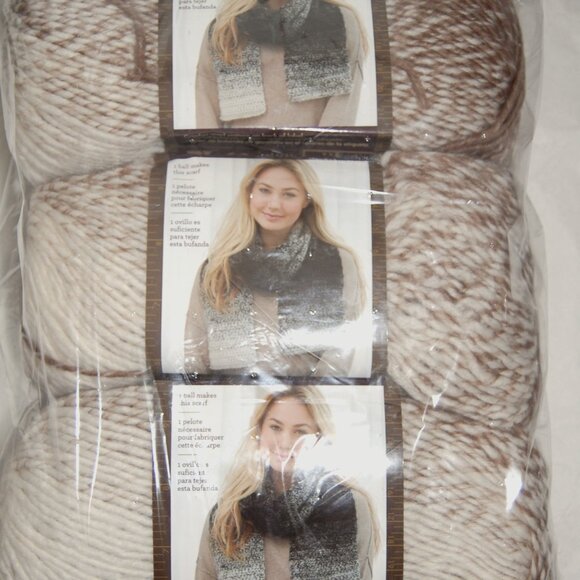Same Dye Lot of 3, LBY Scarfie Yarn, #5 Bulky, Cream Taupe Ombre - Picture 1 of 3
